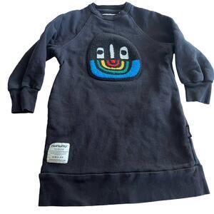 Nununu girls smiley face embroidered face sweatshirt dress size 3/4